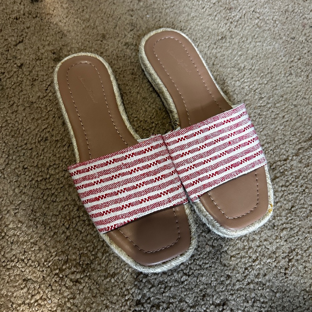 White Striped Women's Slide Sandals